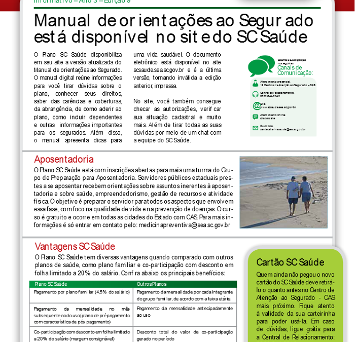 Edição 9 – Manual de orientações ao Segurado está disponível no site do SC Saúde