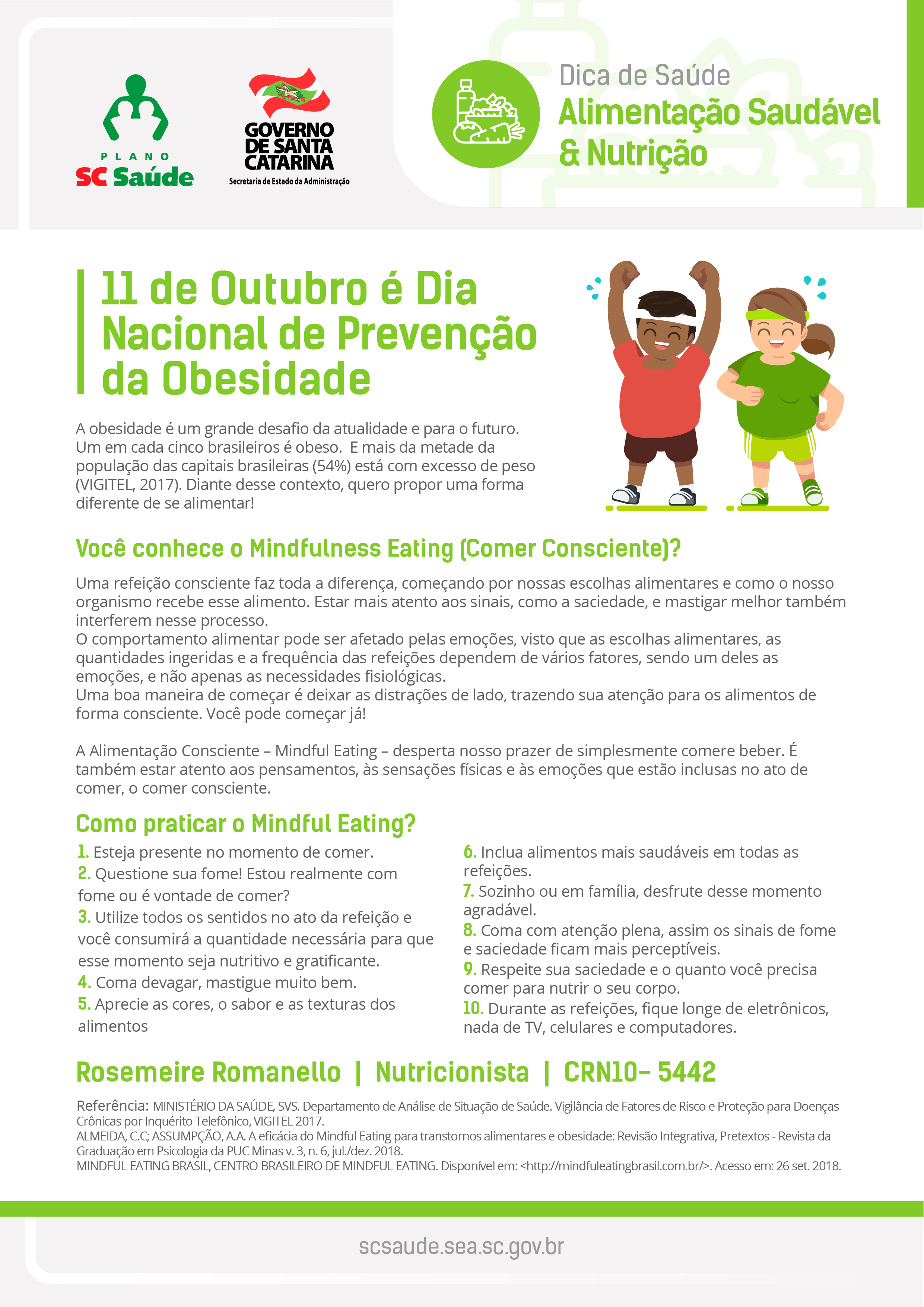 11 de Outubro é Dia Nacional de Prevenção da Obesidade