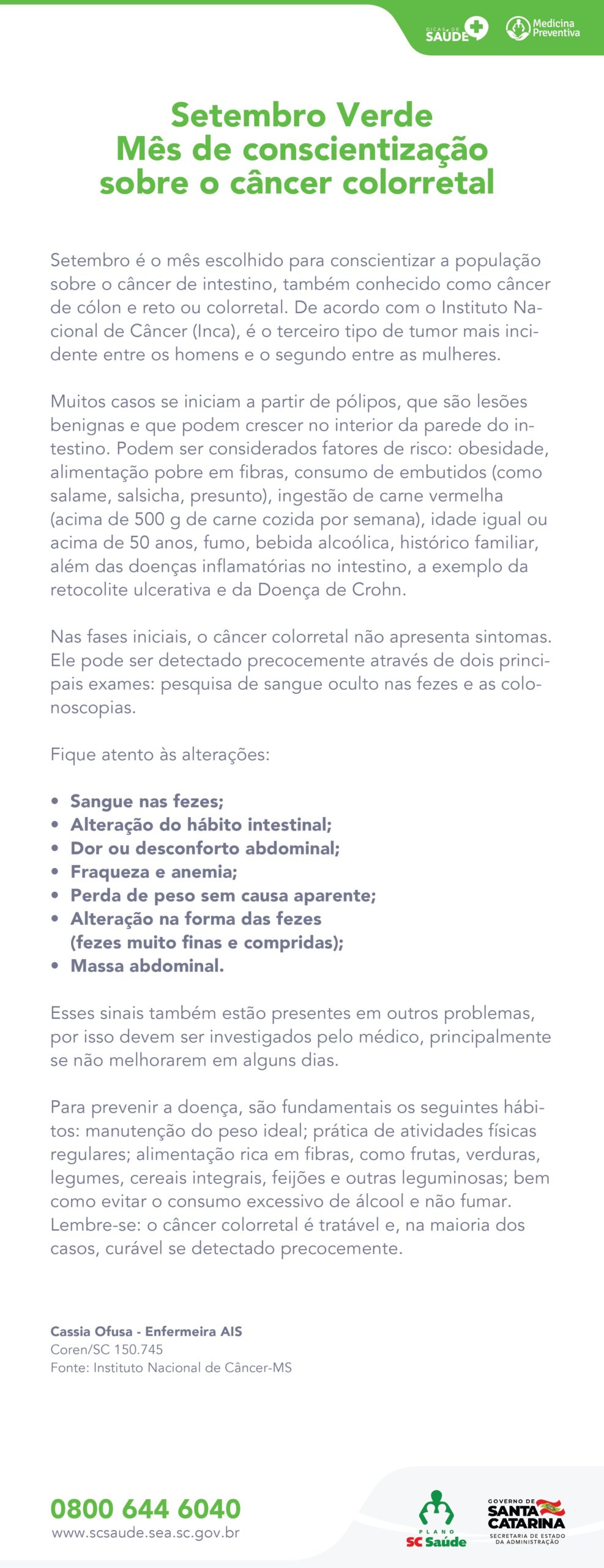 Setembro Verde: Conscientização sobre Câncer Colorretal
