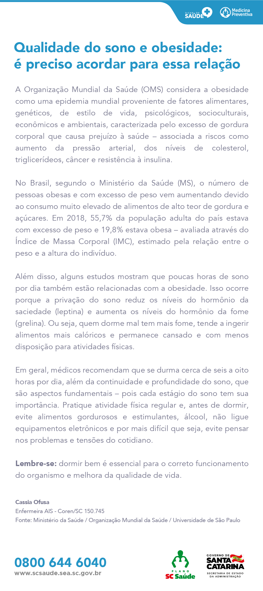 Qualidade do sono e obesidade
