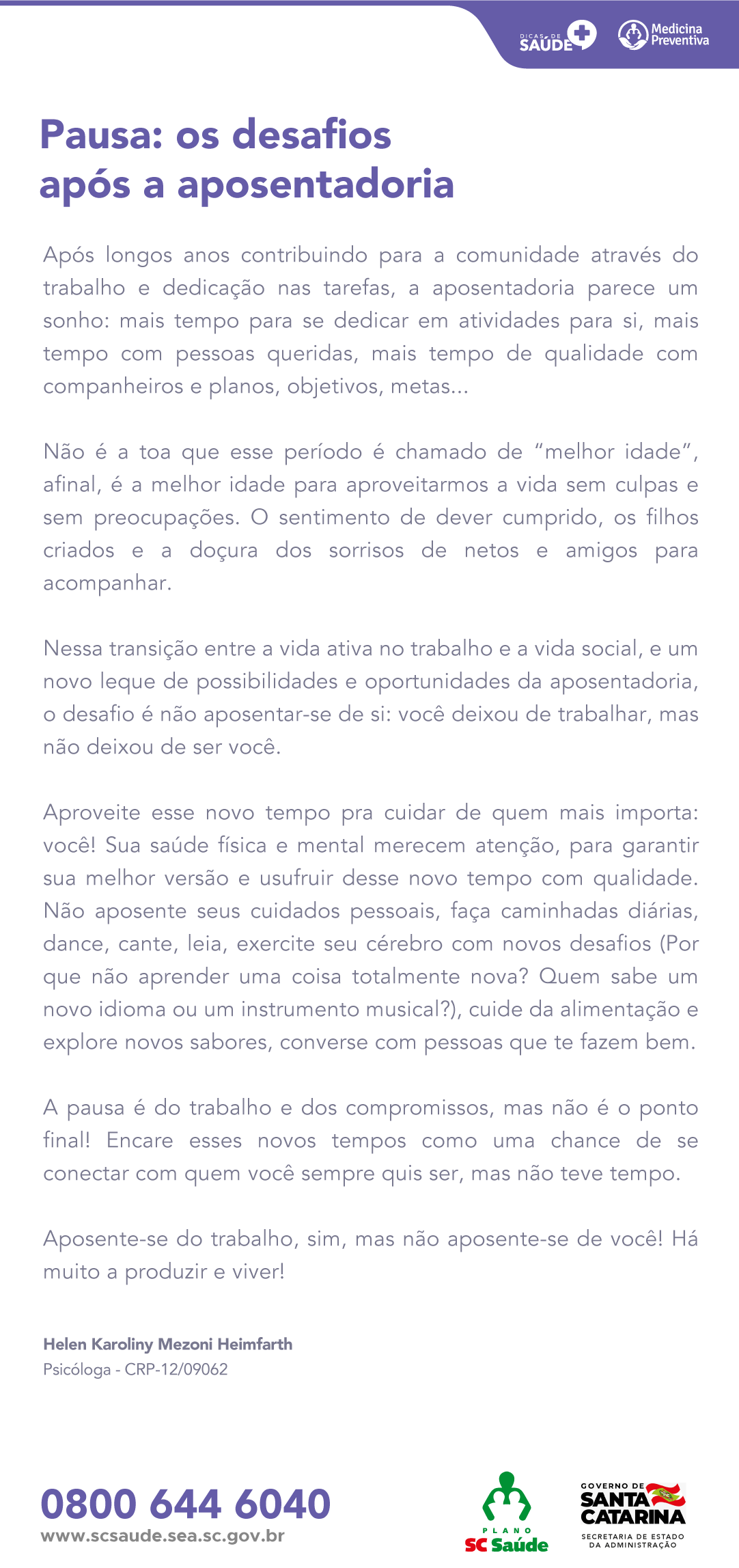 Pausa: Os desafios após a aposentadoria