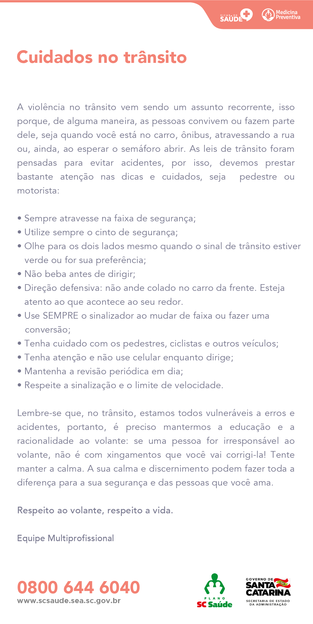 Cuidados no Trânsito