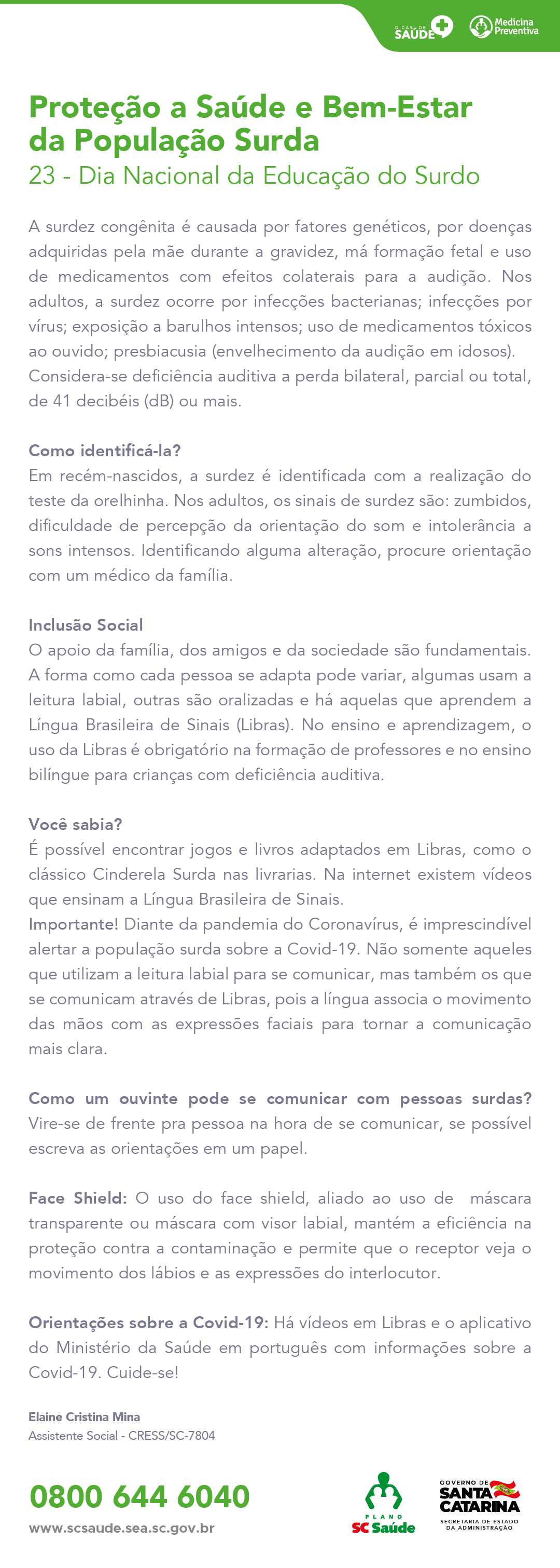 Proteção a saúde e bem-estar da população surda