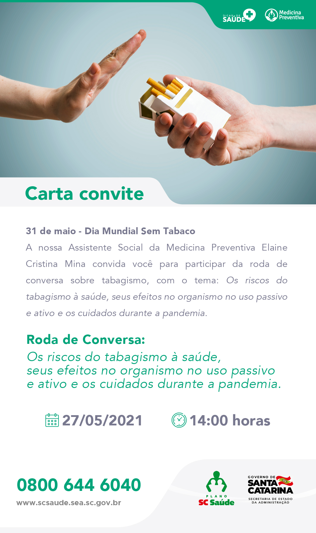 Roda de Conversa: Dia Mundial sem Tabaco