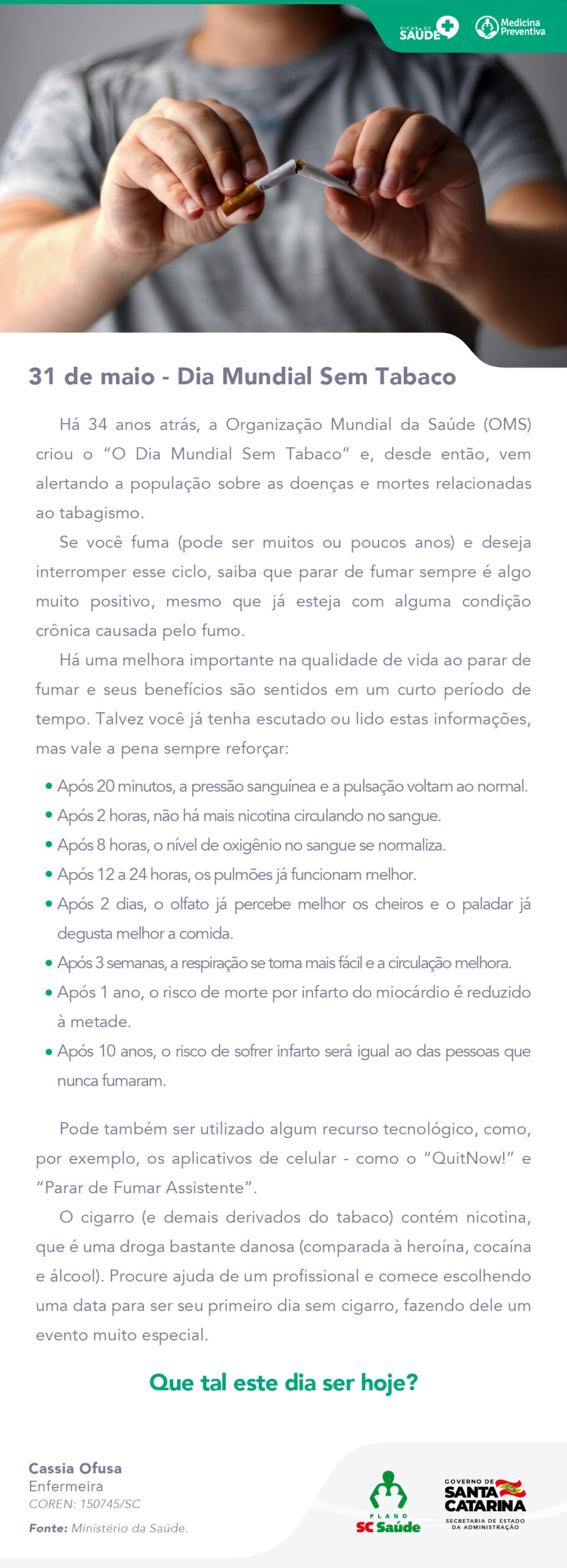 31 de Maio: Dia mundial sem tabaco