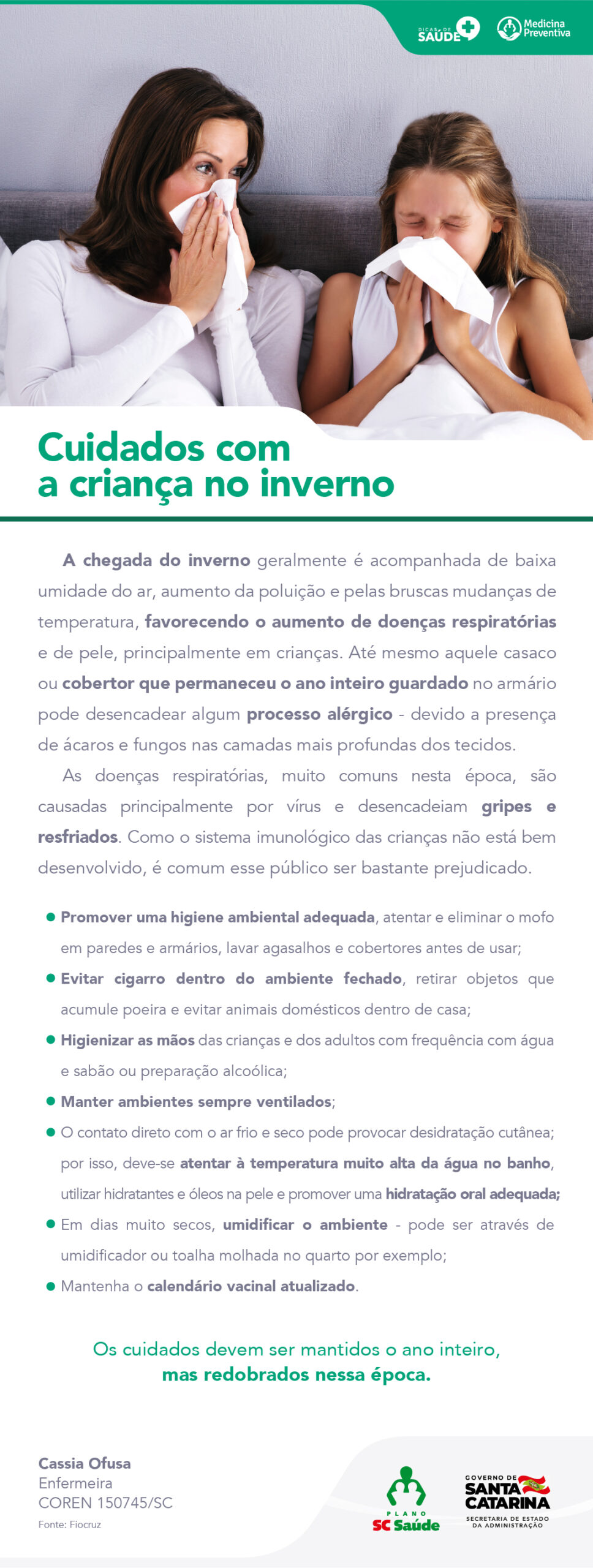 Cuidados com a criança no inverno