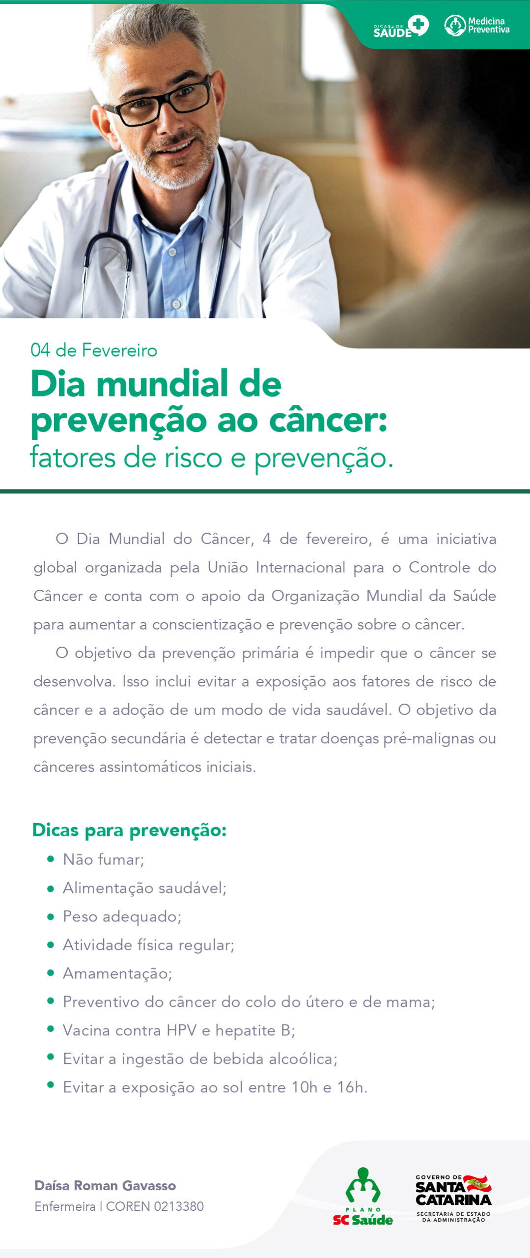Dia mundial de prevenção ao câncer