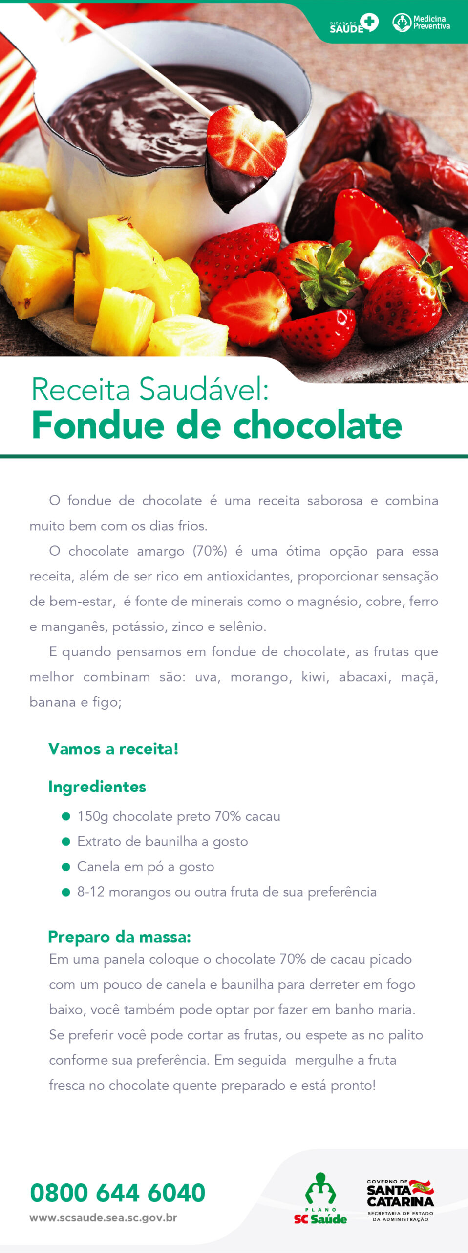 Receita Saudável: Fondue de chocolate.