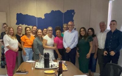 Presença do Secretário de Administração Moisés Diersmann e de sua equipe na Sede de SC Saúde.