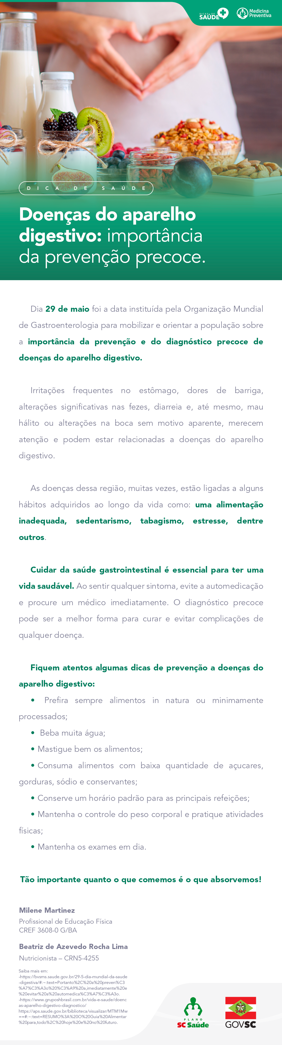 Doenças do aparelho digestivo: importância da prevenção precoce.