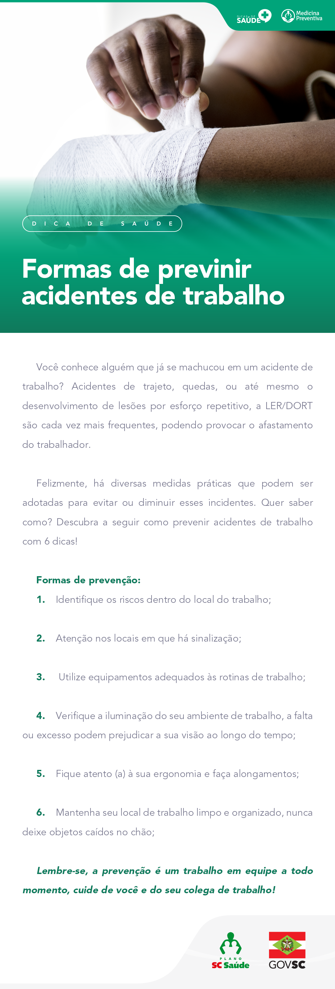 Formas de prevenir acidentes de trabalho