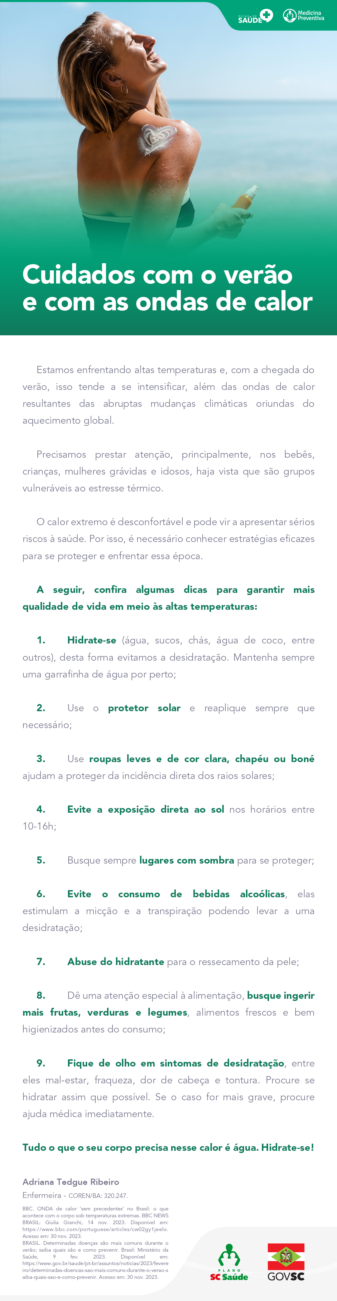 Cuidados com o verão e com as ondas de calor