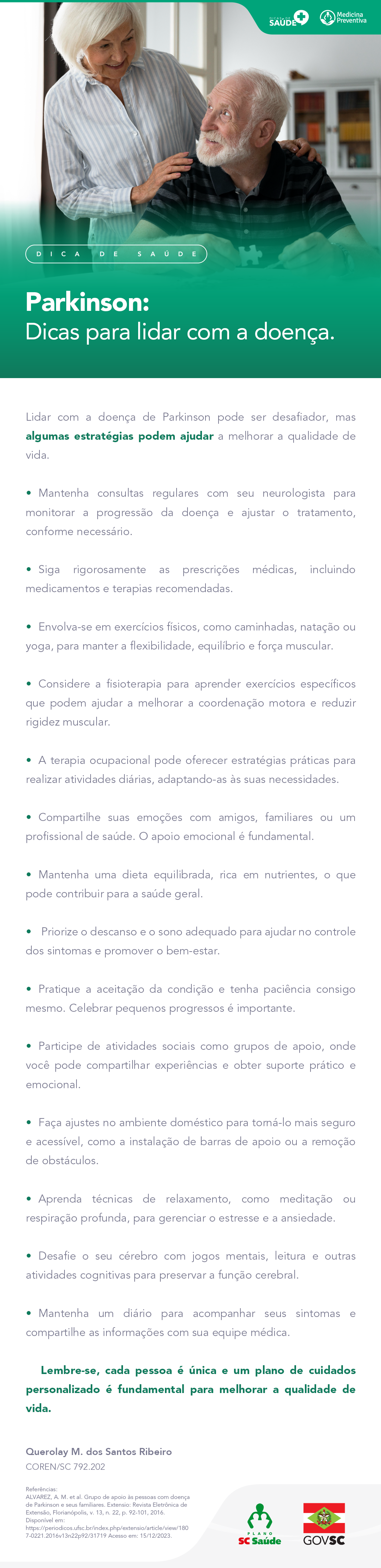 Parkinson: dicas para lidar com a doença