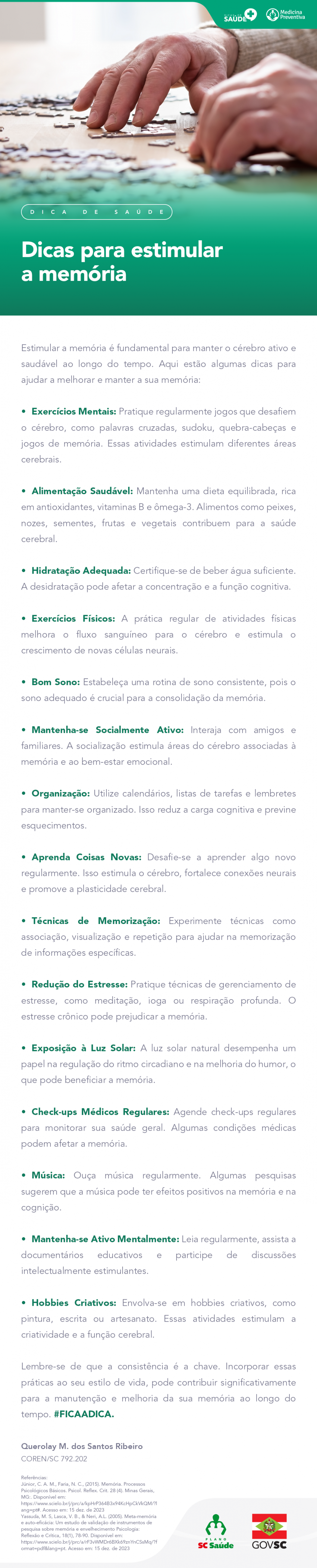 Dicas para estimular a memória