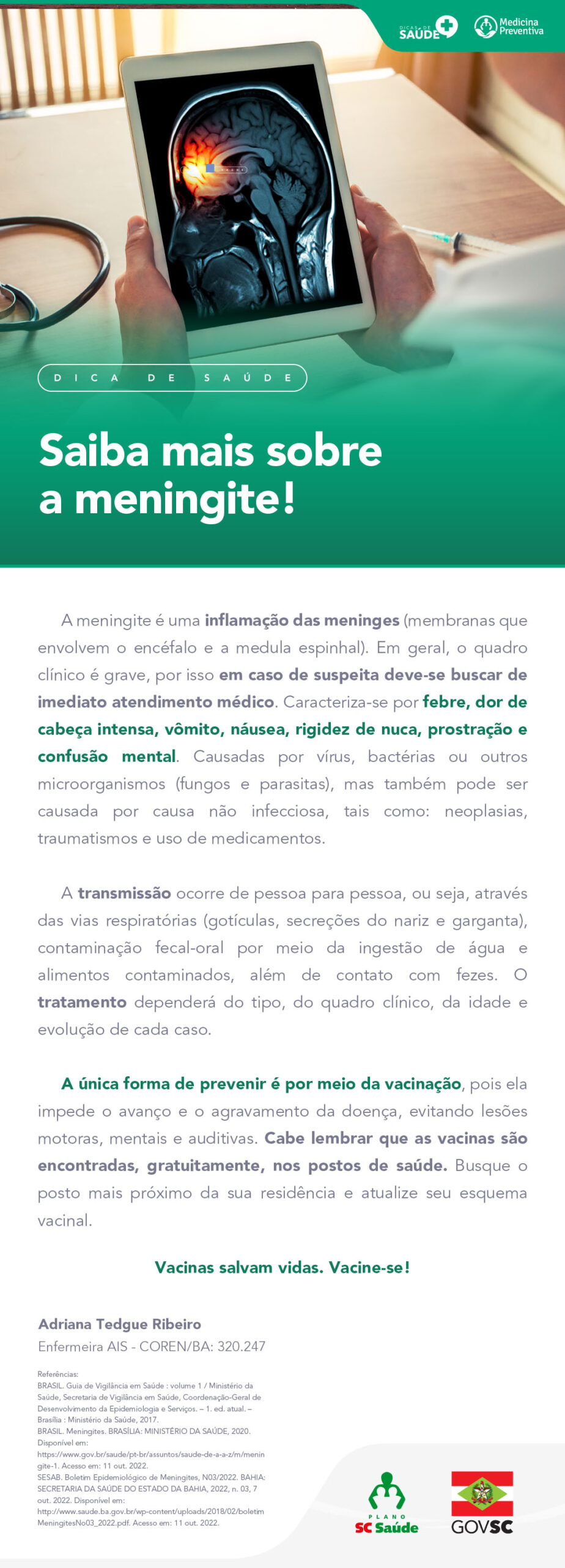 Saiba mais sobre a meningite!