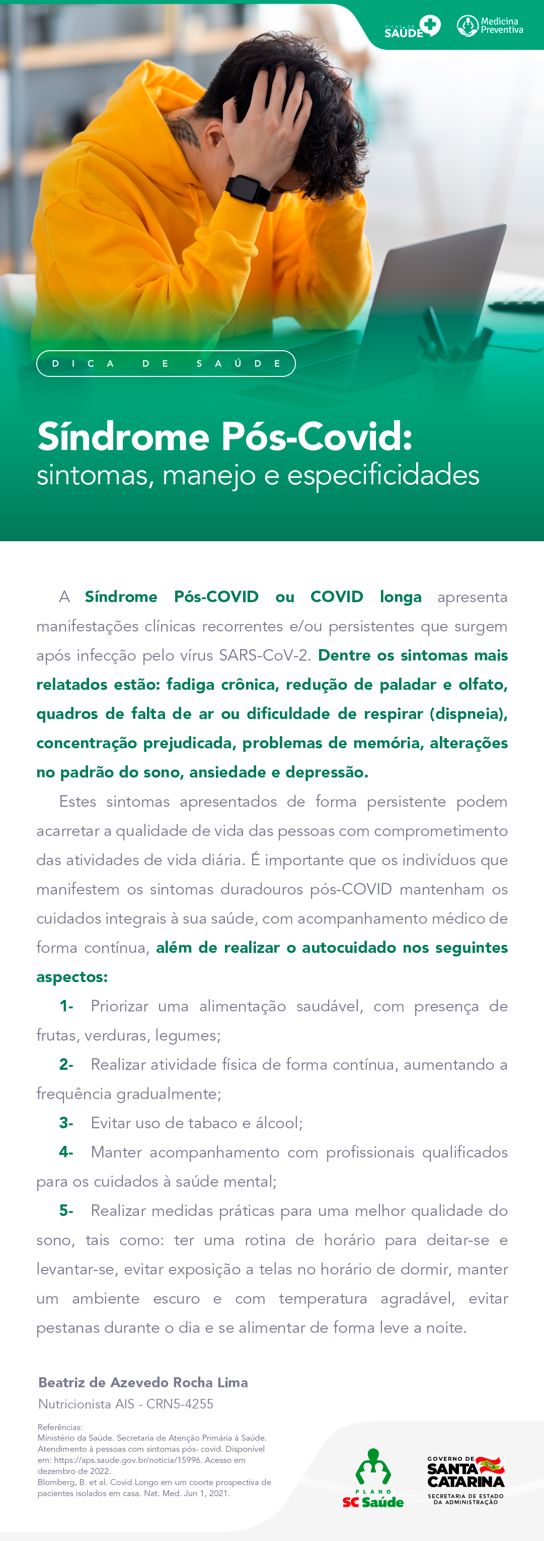 Síndrome Pós-Covid: sintomas, manejo e especificidade