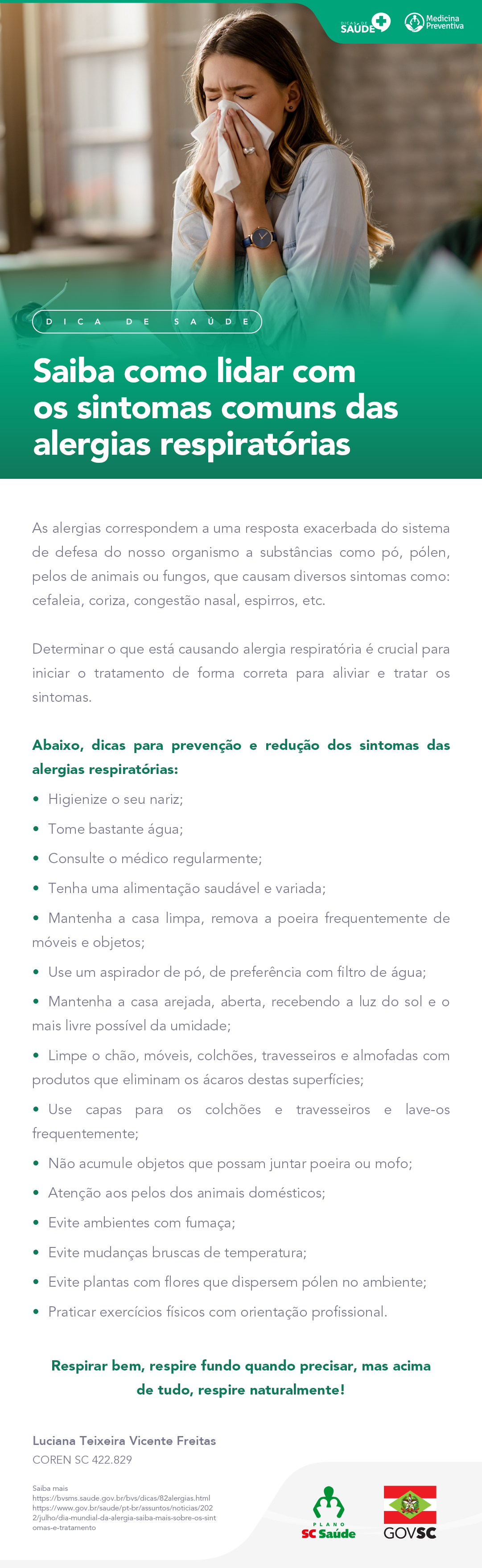 Saiba como lidar com os sintomas comuns das alergias respiratórias
