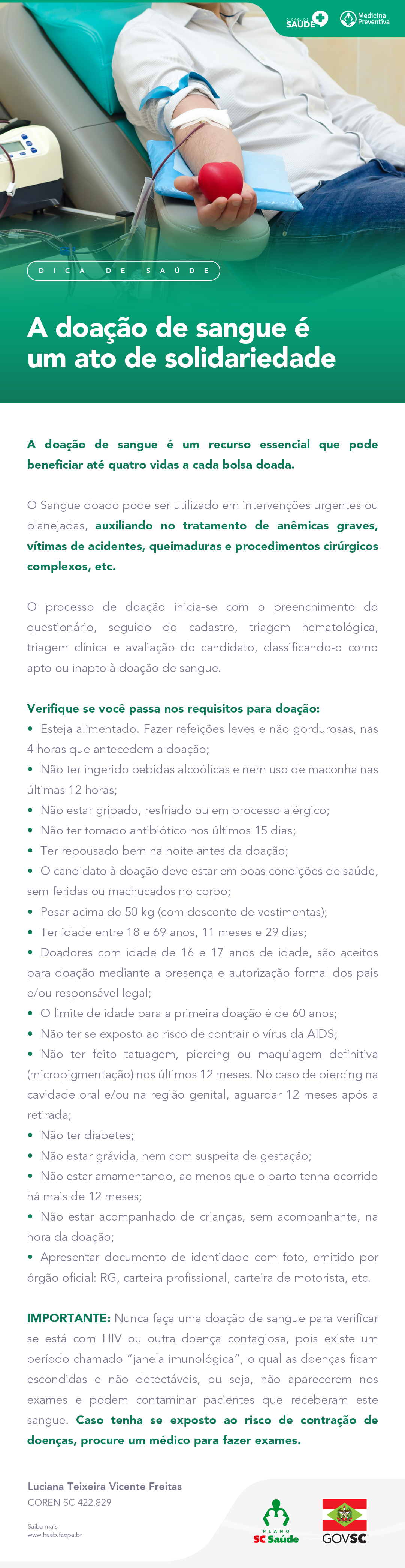 A solidariedade através da doação de sangue