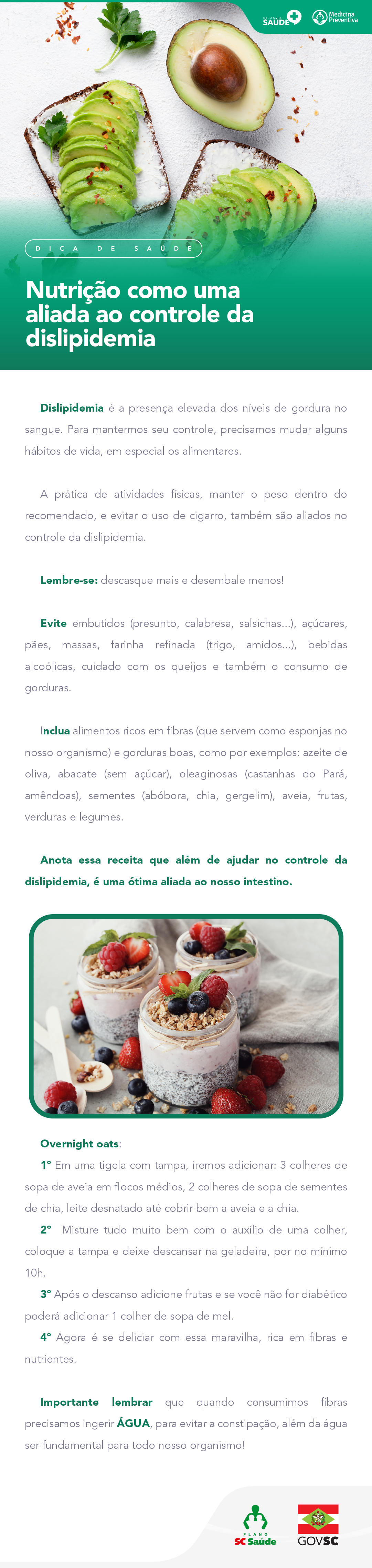 Nutrição como uma aliada ao controle da dislipidemia