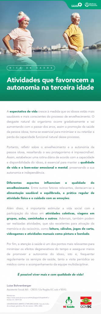 Atividades que favorecem a autonomia na terceira idade
