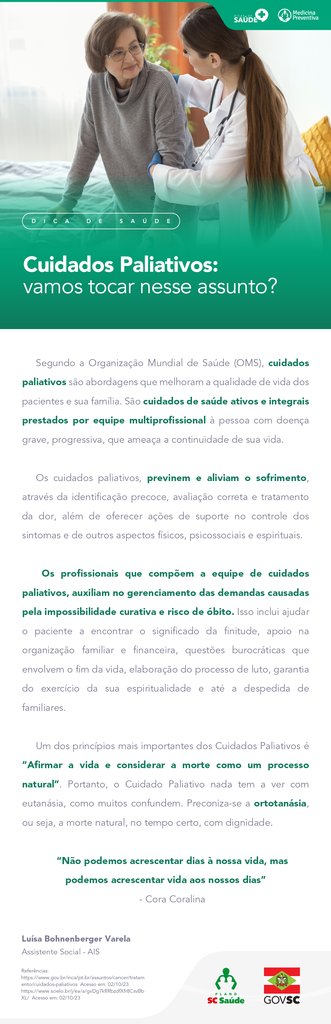 Cuidados Paliativos: vamos tocar nesse assunto?