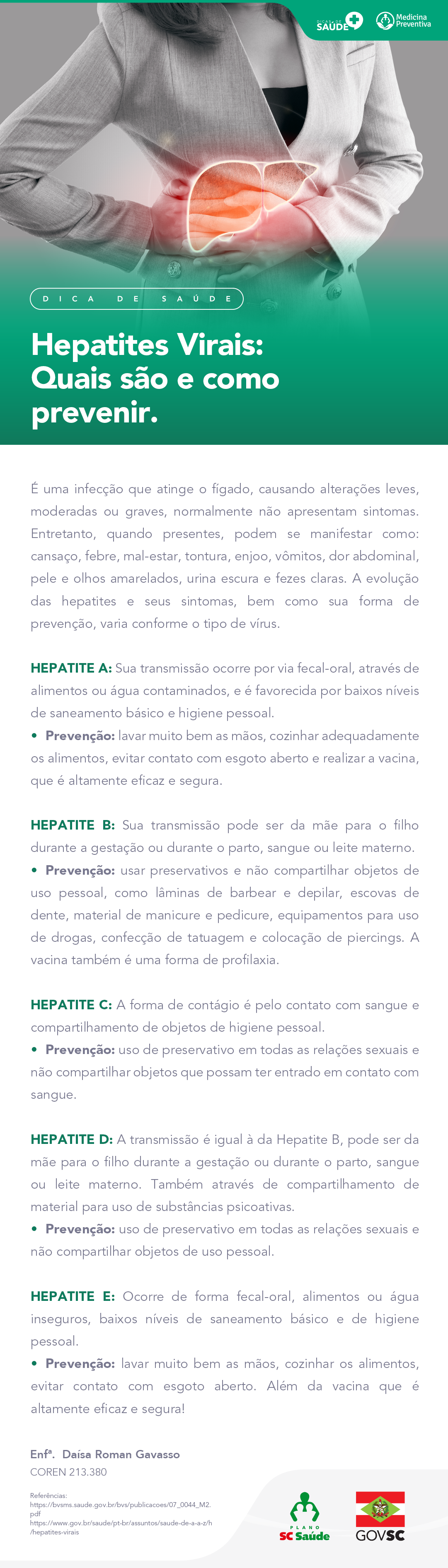 Hepatites Virais: Quais são e como prevenir.