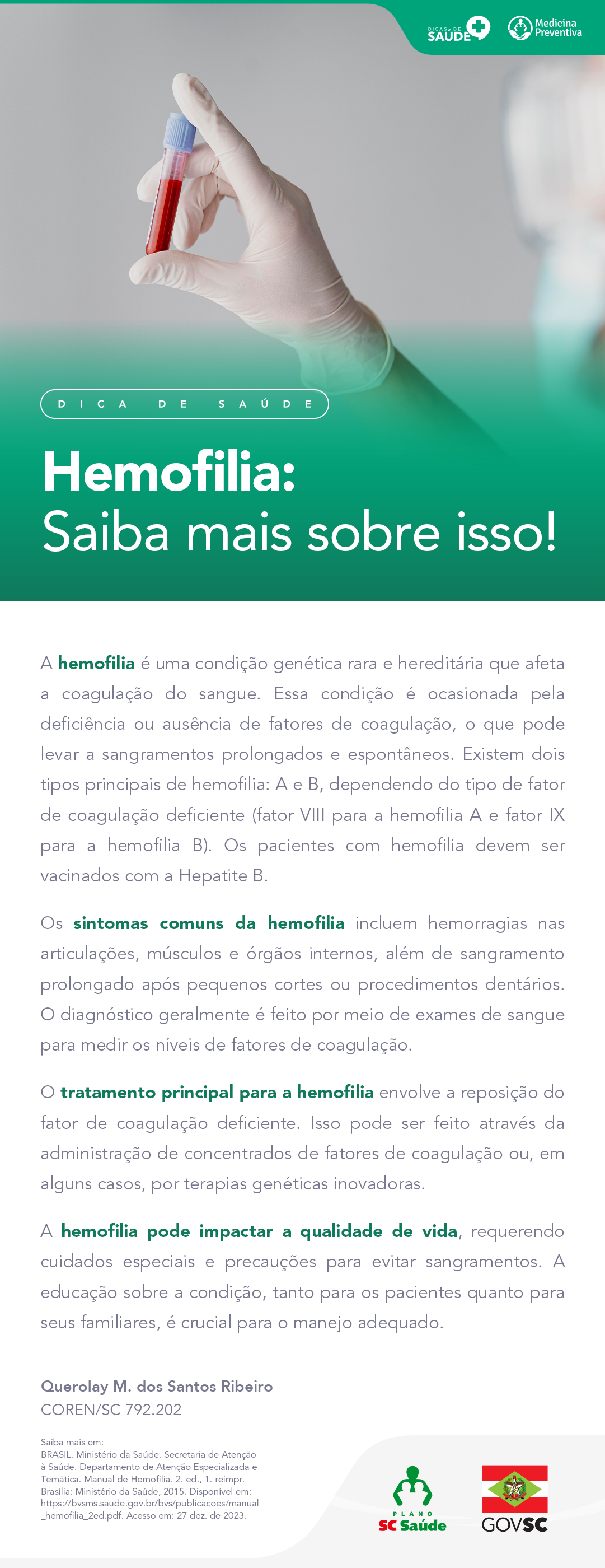 Hemofilia: saiba mais sobre isso!