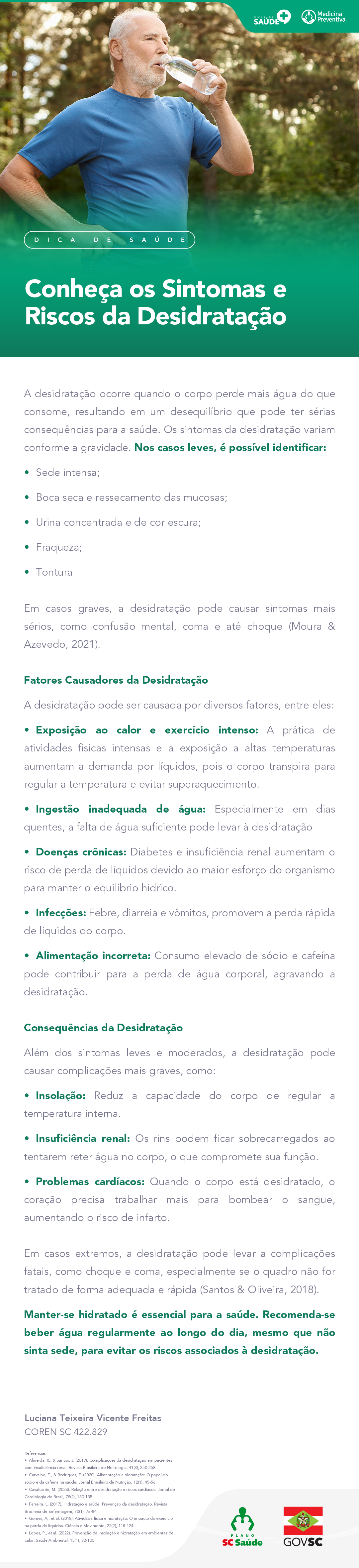 Conheça os Sintomas e Riscos da Desidratação