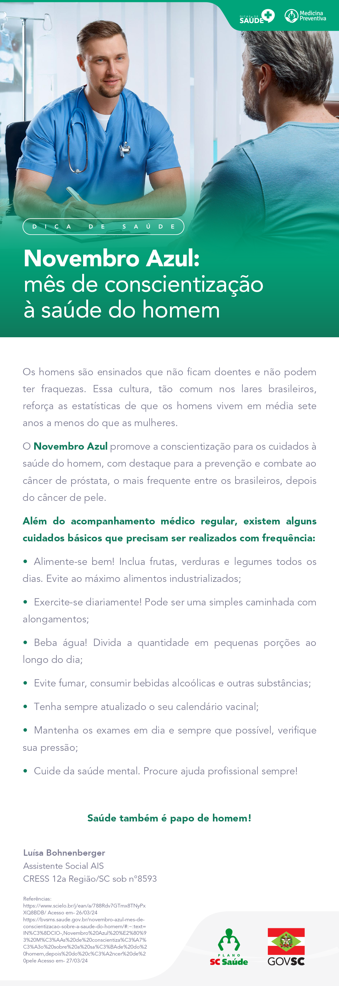 Novembro Azul: mês de conscientização à saúde do homem